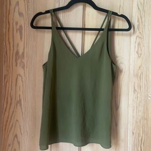 Army green top shop tank top blouse with fashionable straps on the back small